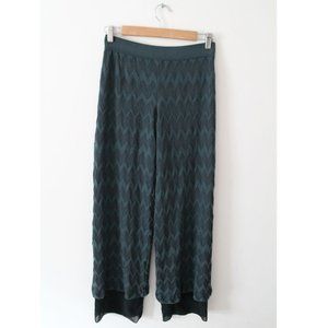 Missoni Trousers with Chevron Silk-Layered Size 44 Teal Wool